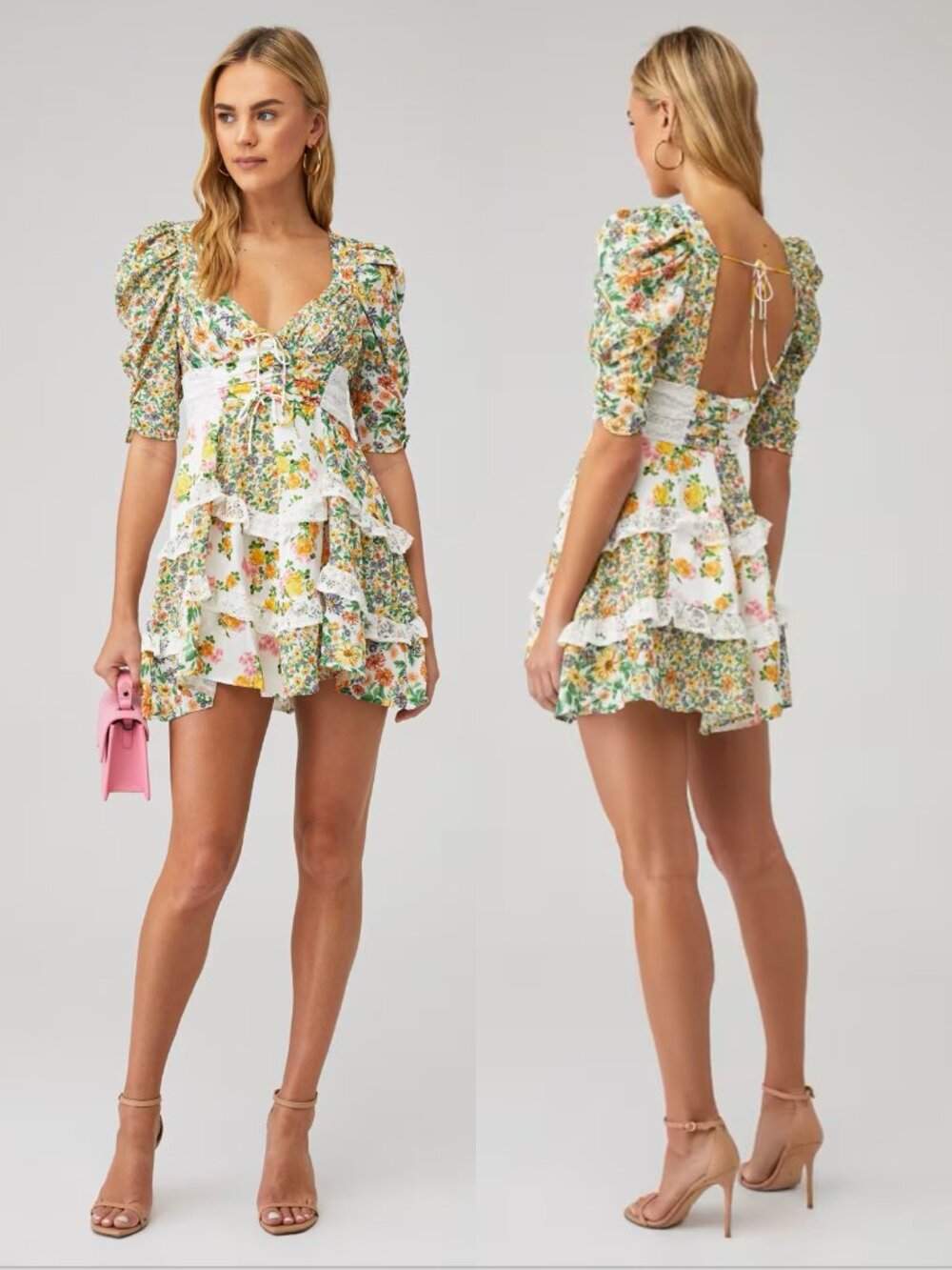For Love & Lemons Rosalyn Mini Dress in Marigold